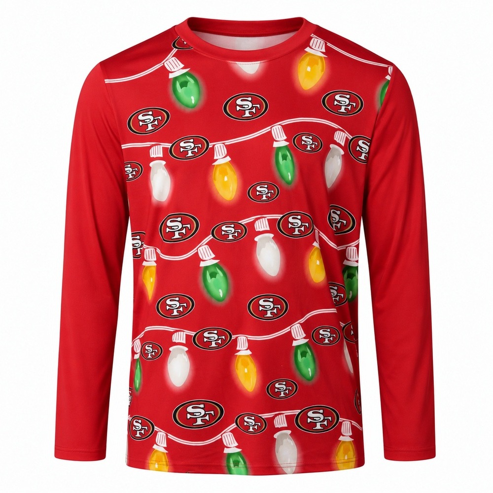 NFL‎ San Francisco 49ers Christmas Lights Sleepwear Shirt Mens 2XL Red